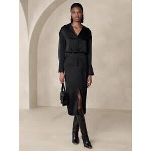 Banana Republic Alix Italian Satin Midi Skirt NWT